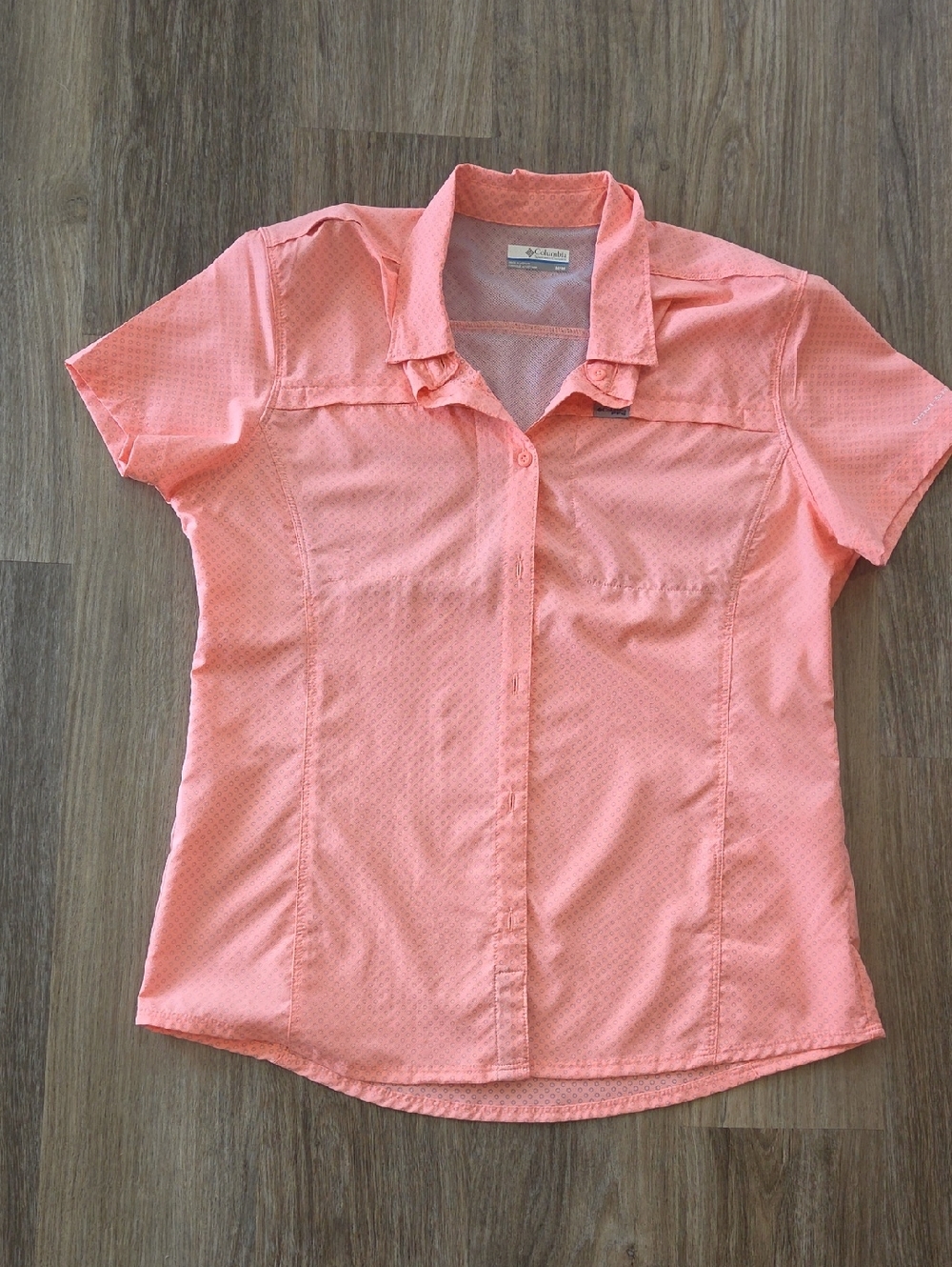 Columbia Coral/grey Short-Sleeve Button-Up Shirt Soze Medium